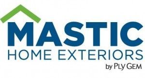 The logo for mastic home exteriors by ply gem
