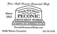 Peconic Monument Works business card