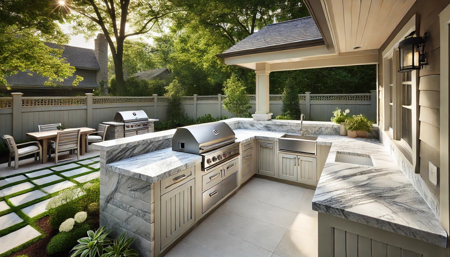 Granite Countertop in Port Charlotte Outdoor Kitchen 