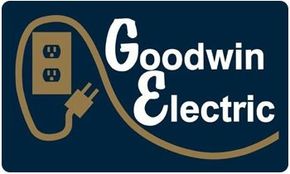 Goodwin Electric logo with a tan plug and cord on a dark blue background