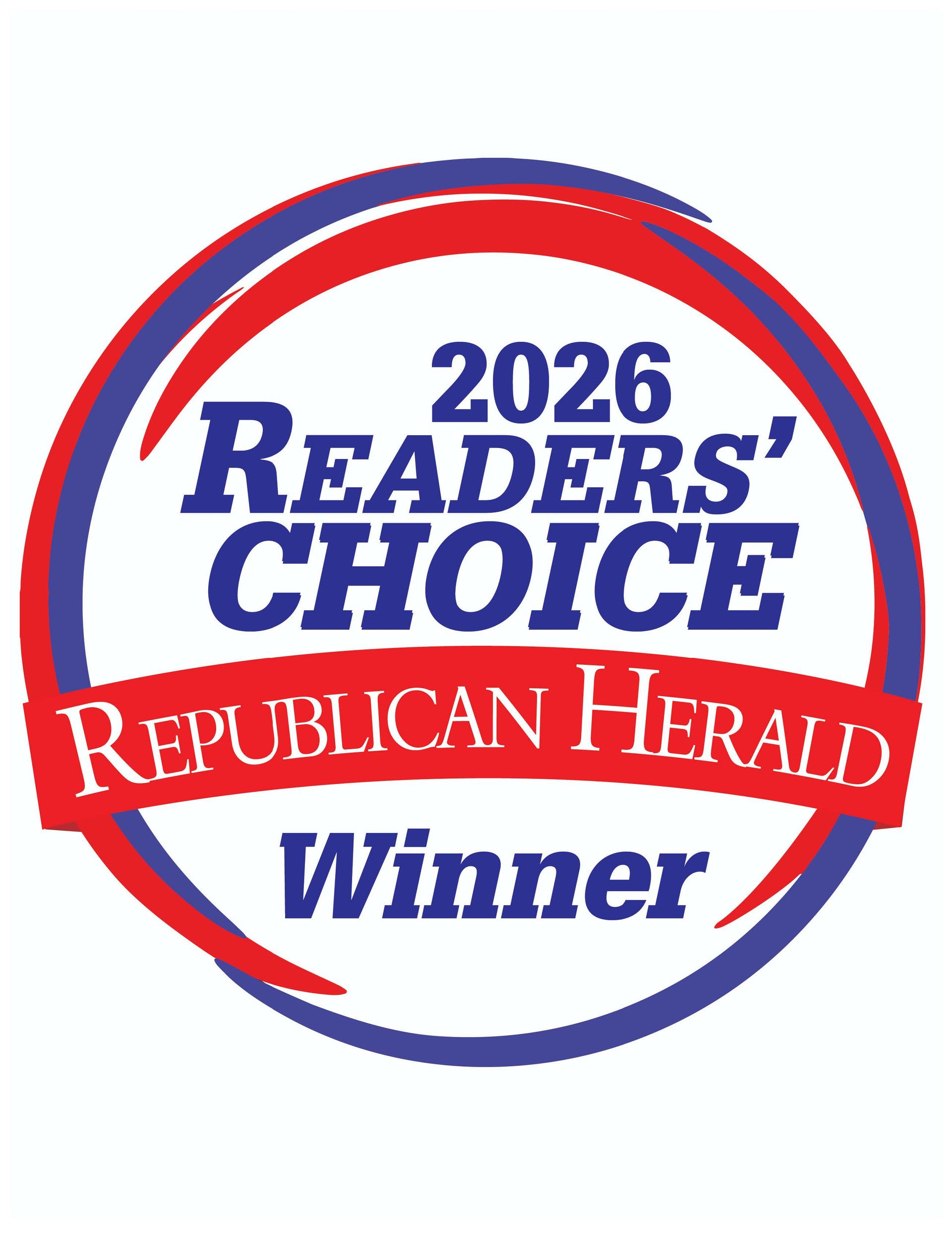 2026 Readers' Choice Republican Herald Winner badge in red, blue, and white