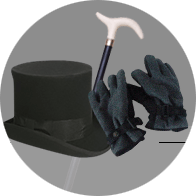 Top hat-Cane-and-Gloves