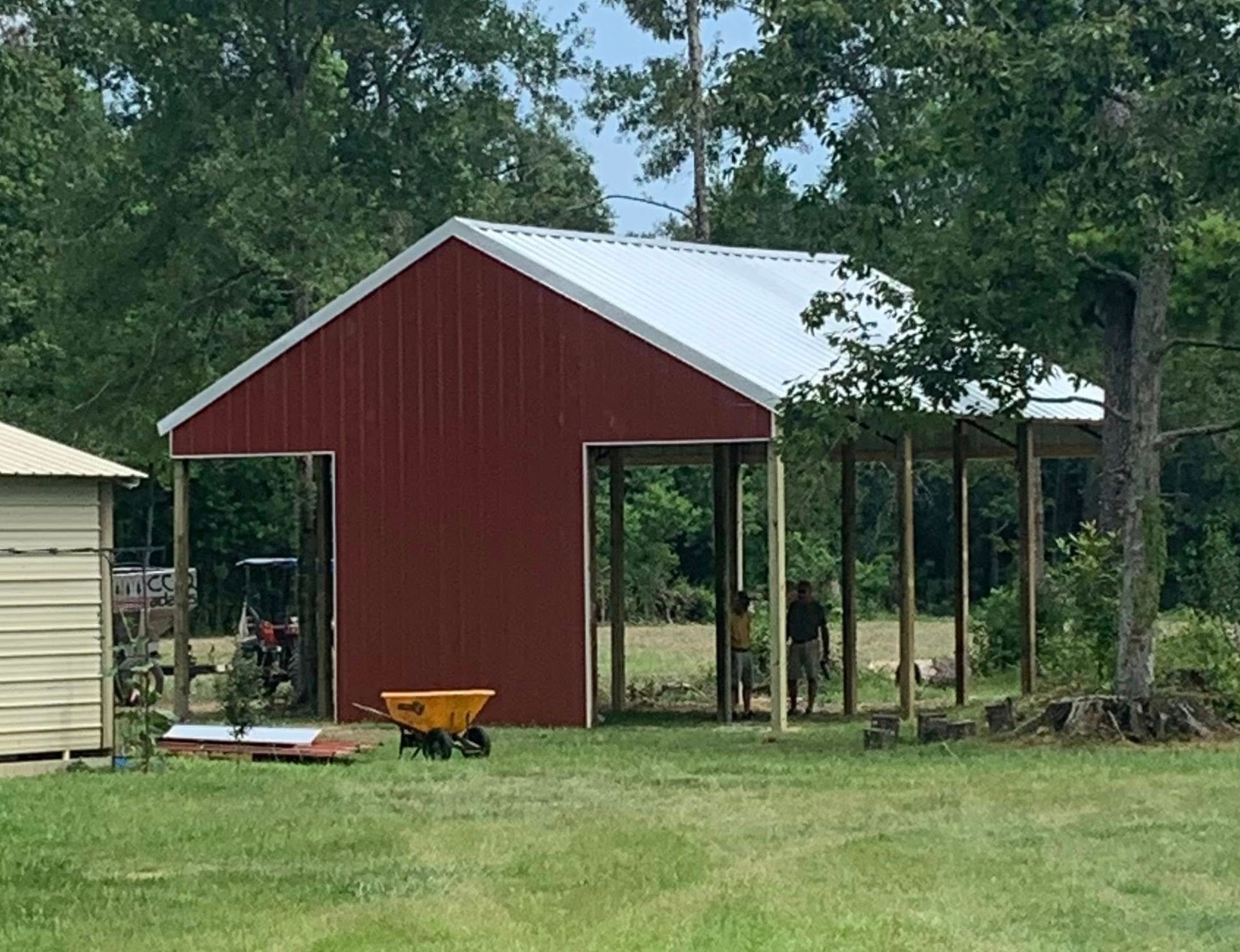 A red pole barn