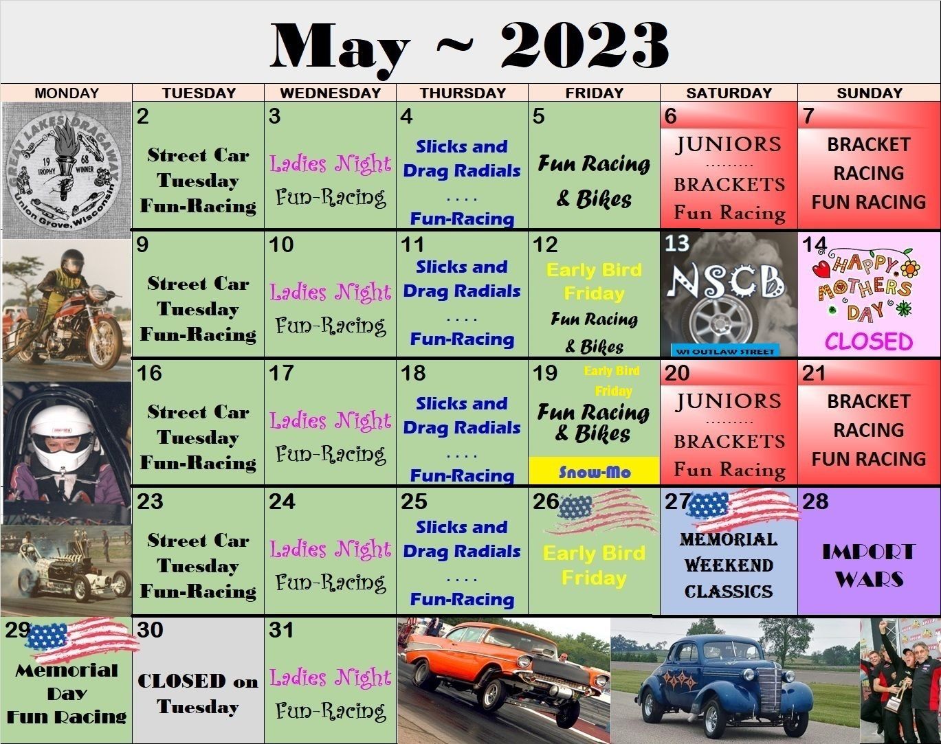 Drag Racing Track Calendar Great Lakes Dragaway