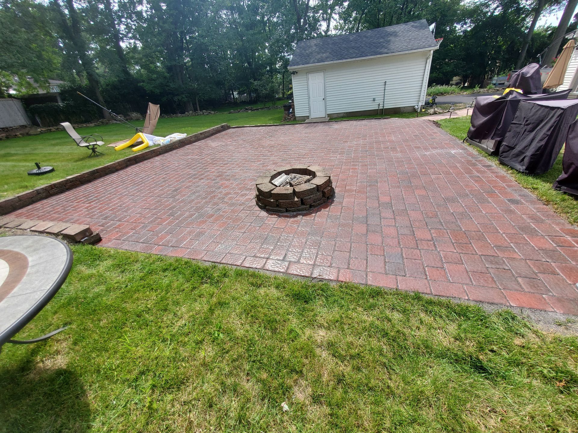 Concrete patio and firepit