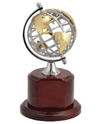 Silver and gold globe award