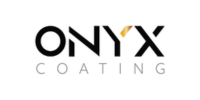 The Onyx Coating logo featuring black, stylized text with a small gold accent on the letter Y.