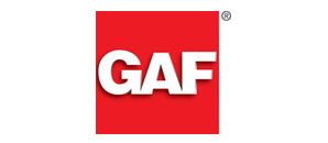 GAF logo: white letters 