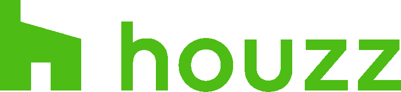 The houzz logo is green and white on a white background.