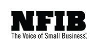 NFIB logo with the text “The Voice of Small Business” in black on a white background