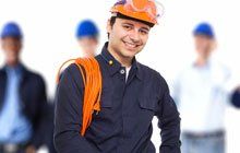 Electrician holding wire
