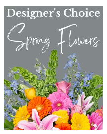 a sign that says designer 's choice spring flowers