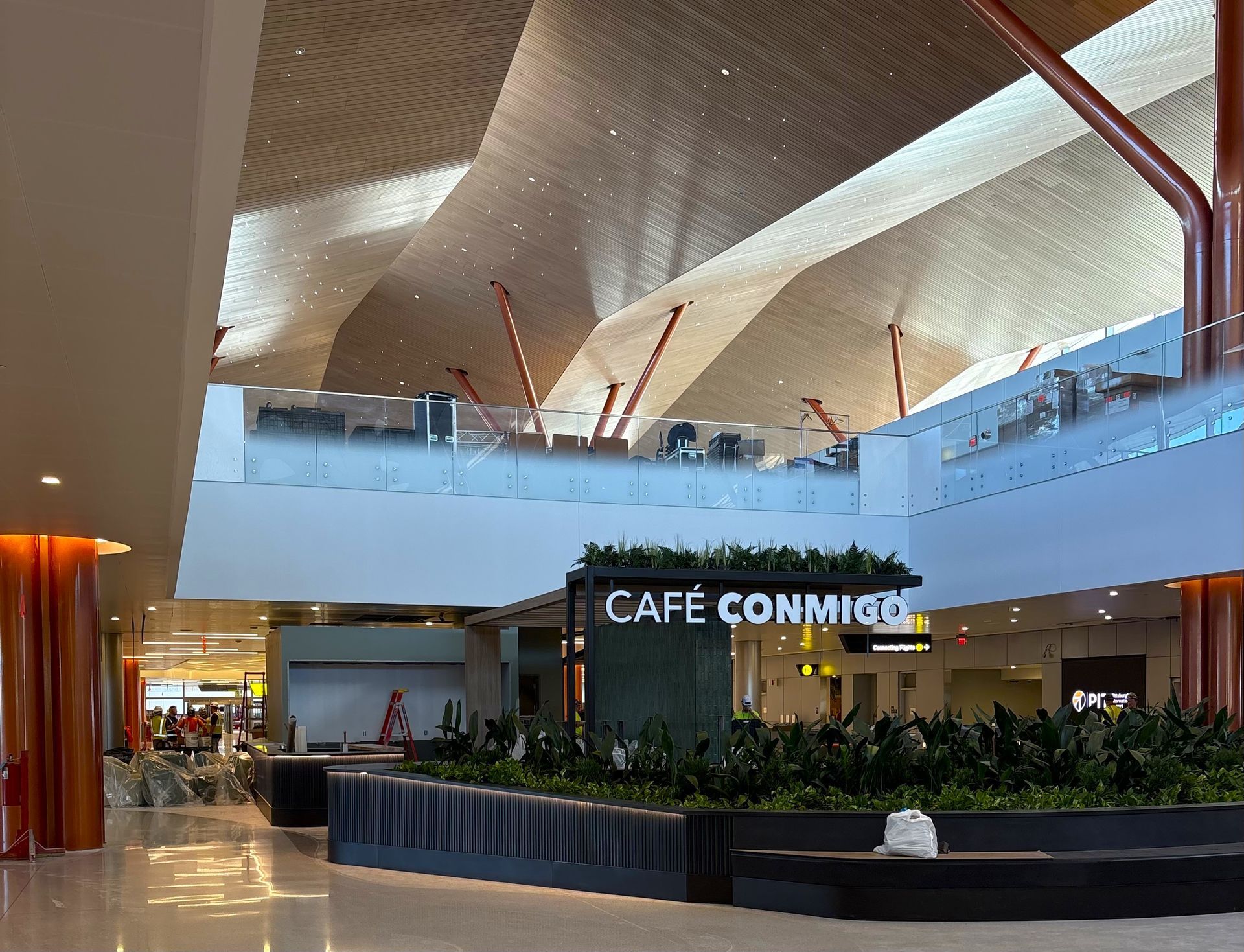Interior view of an airport terminal with