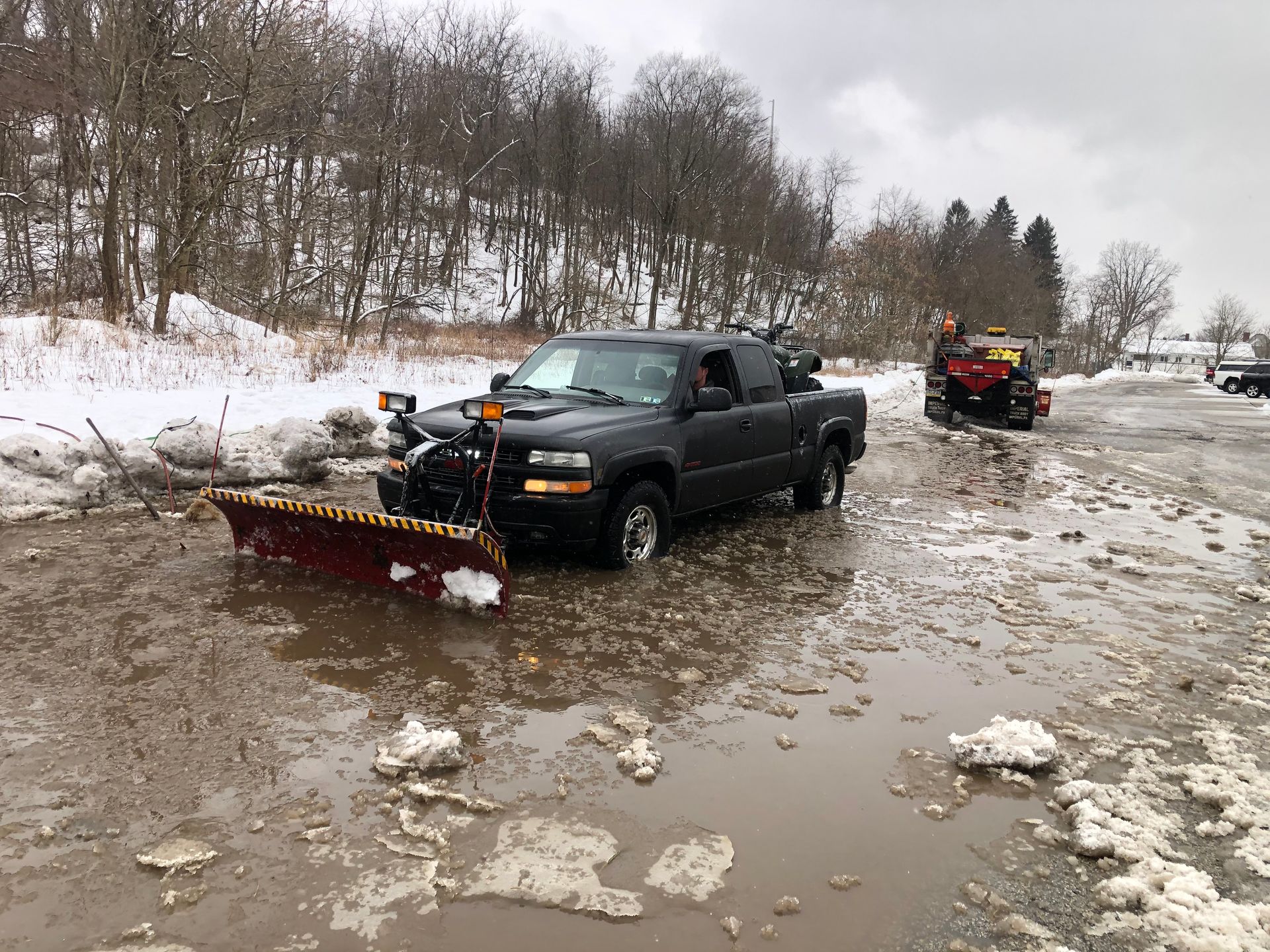 Snow being removed by a truck