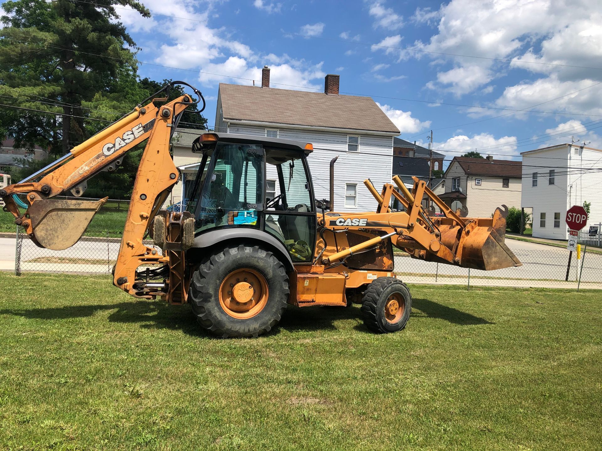 Yellow backhoe