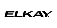 A black and white logo for elkay on a white background.