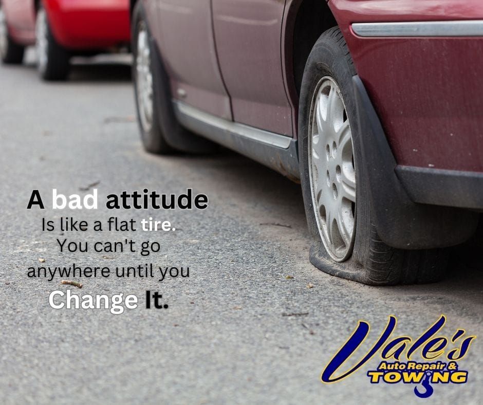 Car with flat tire and quote: 