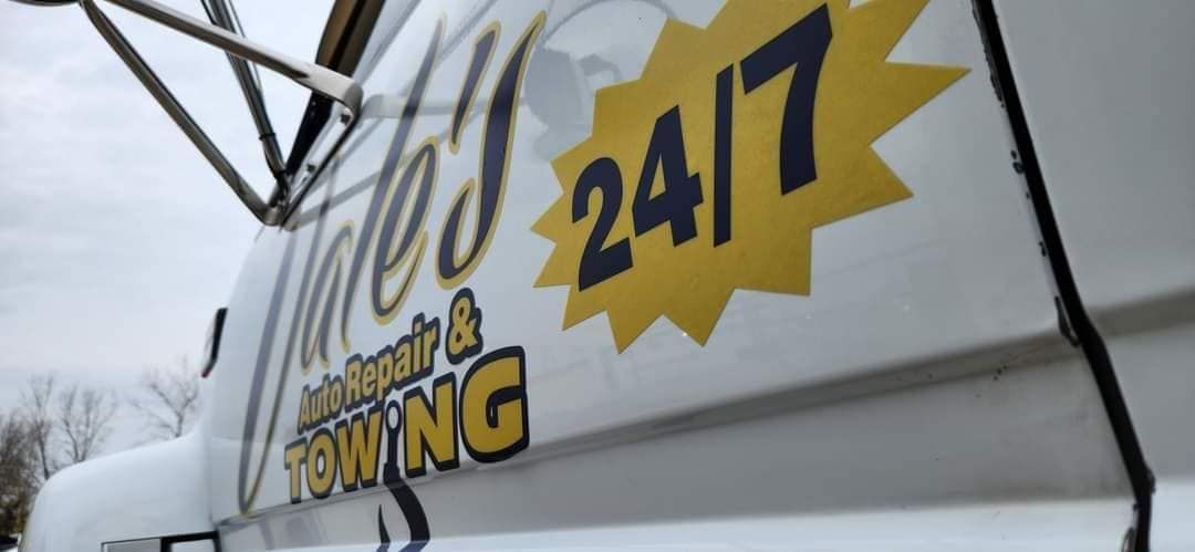 White tow truck with 