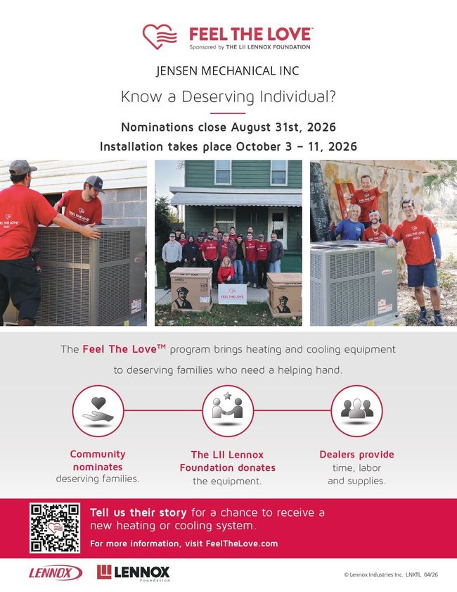 Poster for the Feel the Love volunteer event, with group photos, dates, and red-and-white branding.