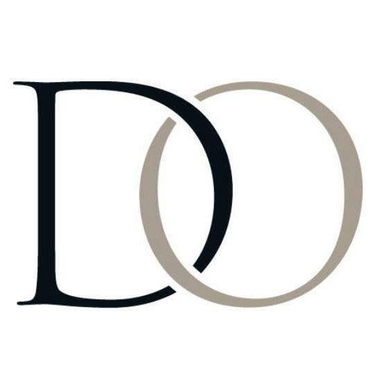Stylized black and beige overlapping letters D and O on a white background