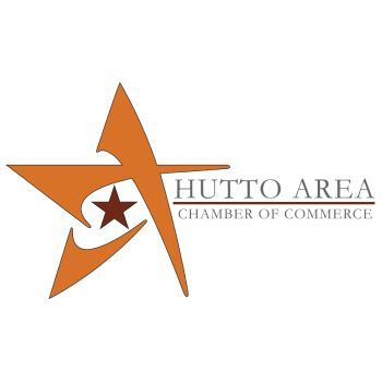 Hutto Area Chamber of Commerce logo with orange star and gray text