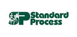 Logo of Standard Process in green and white; 