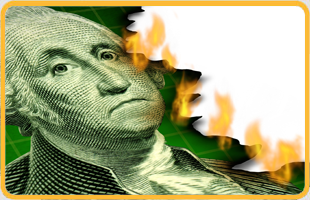 Dollar bill in fire