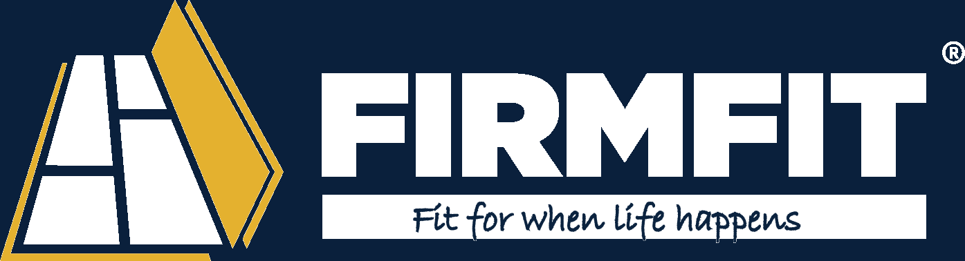 A firmfit logo that says fit for when life happens