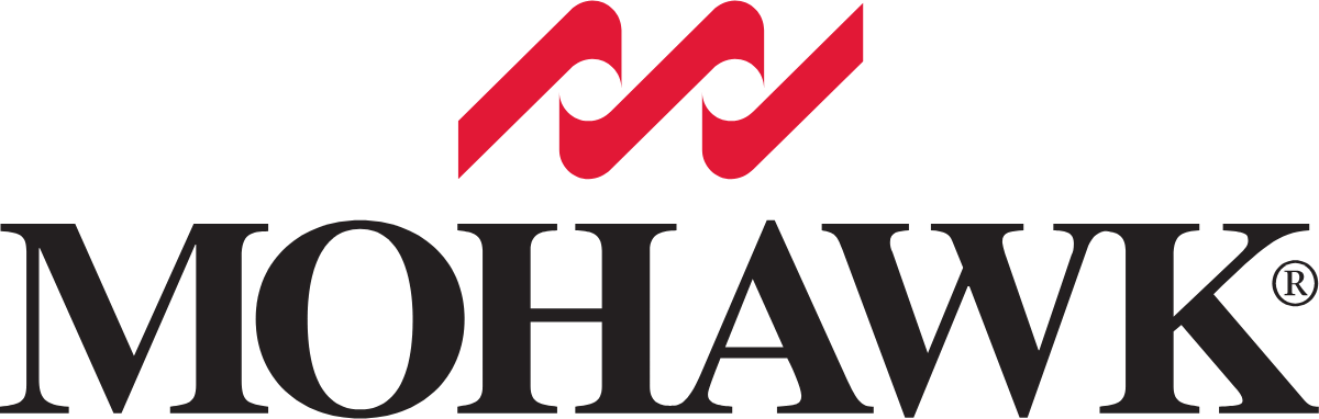 The logo for mohawk is black and red on a white background.