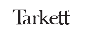 A black and white logo for a company called tarkett.