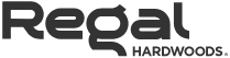A black and white logo for regal hardwoods.