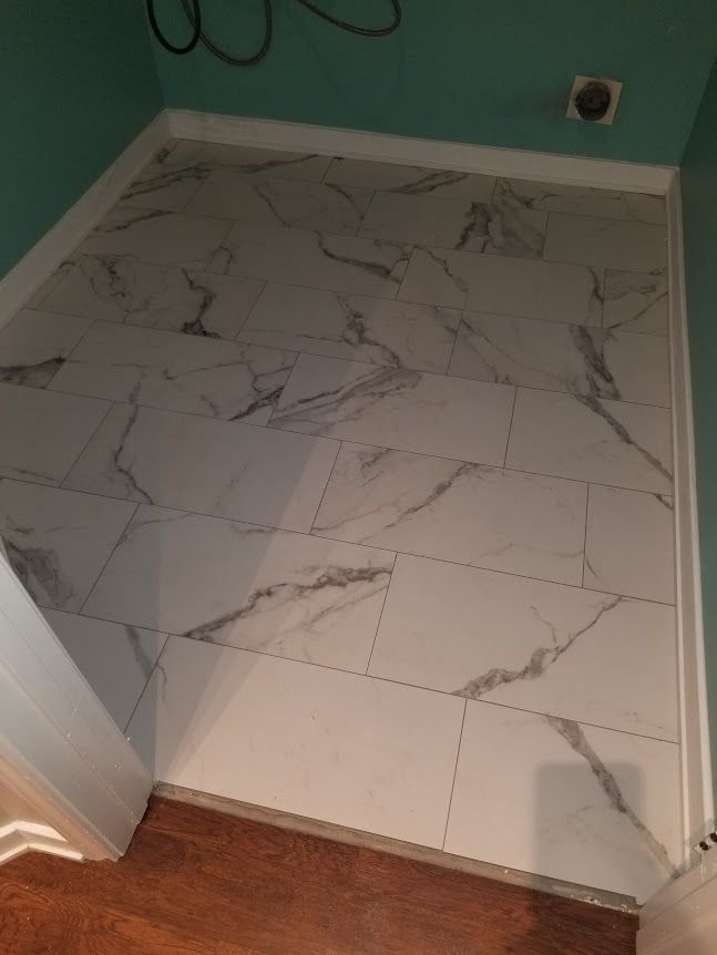 A white tile floor