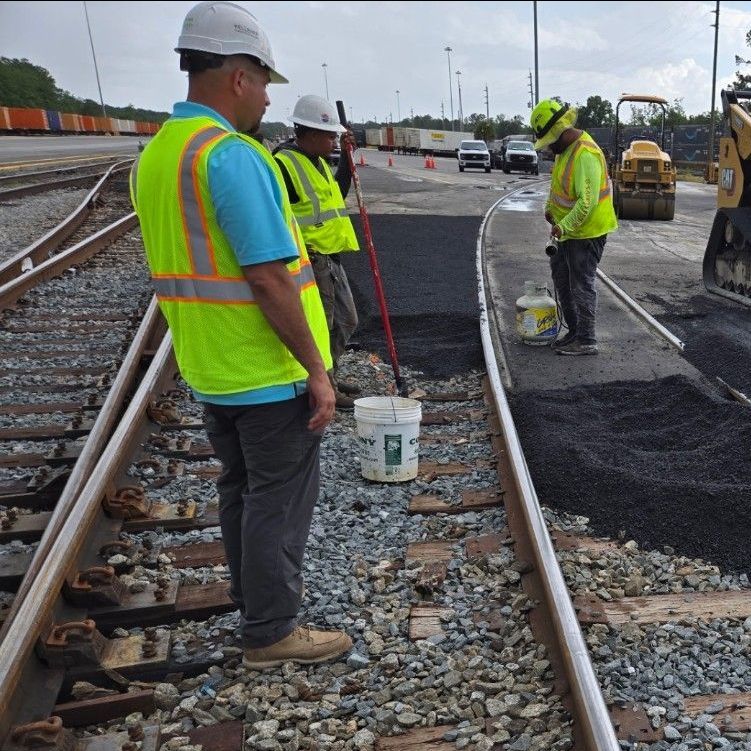 repair asphalt damage from a train derailment in Jacksonville