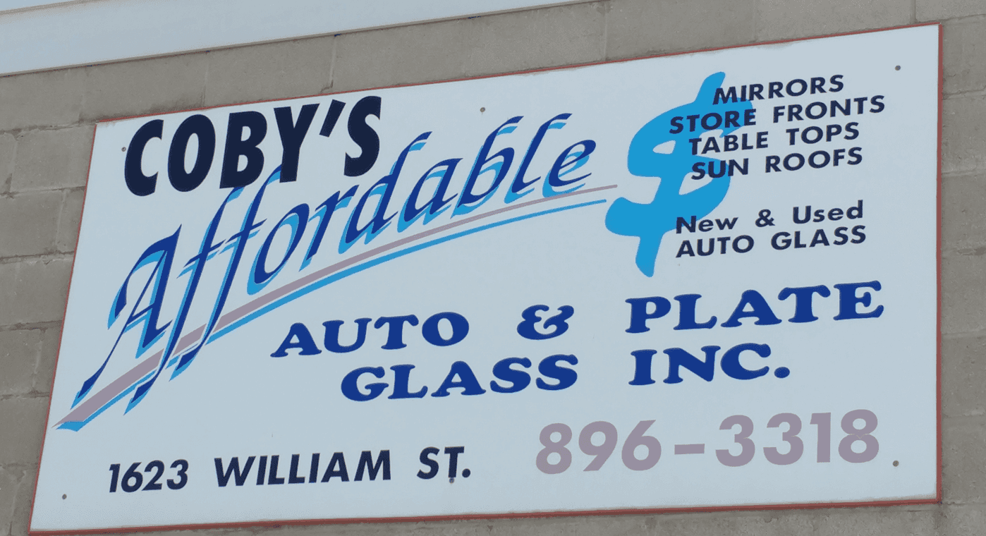 Coby's Affordable Auto & Plate Glass Sign