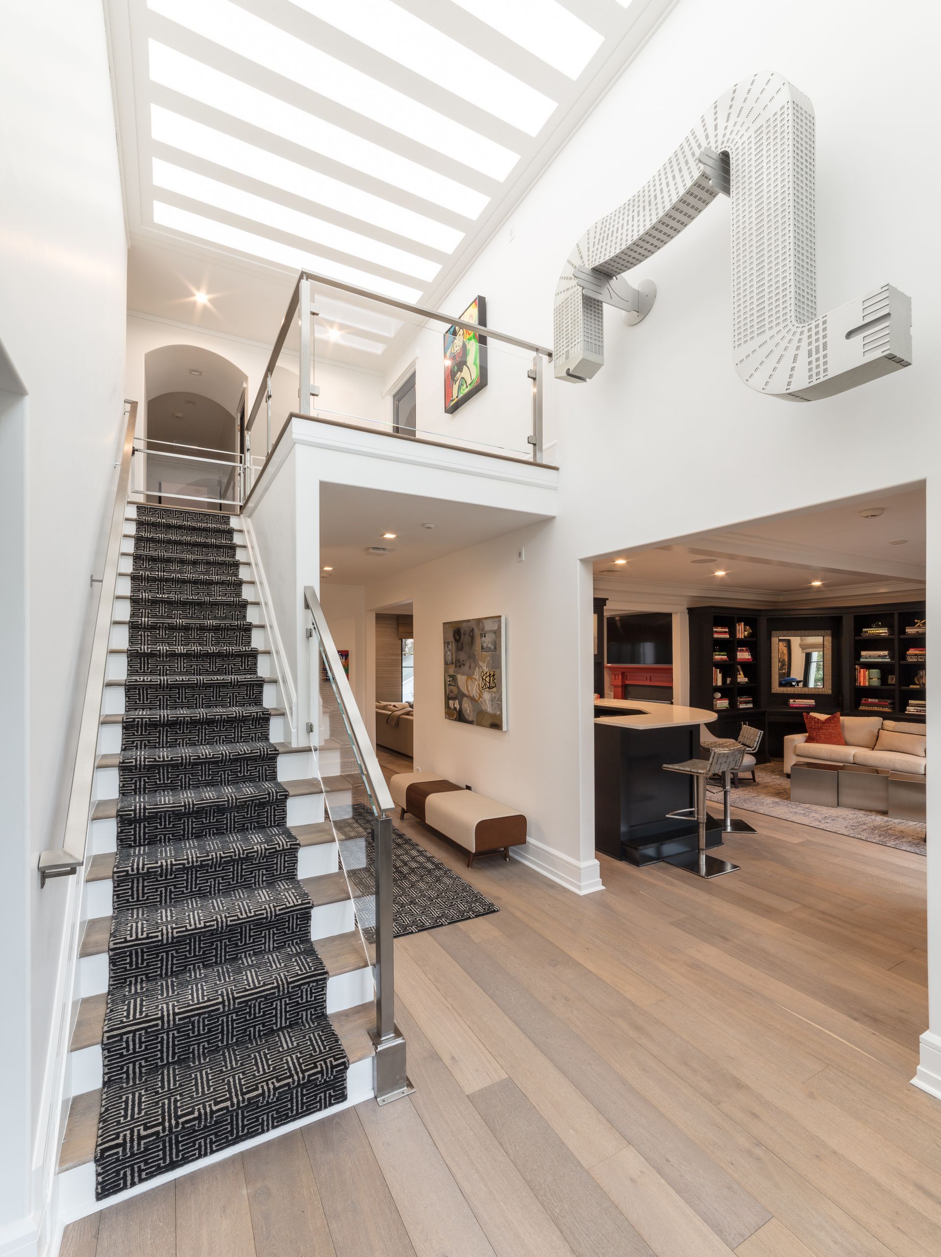A staircase leading up to the second floor of a house.