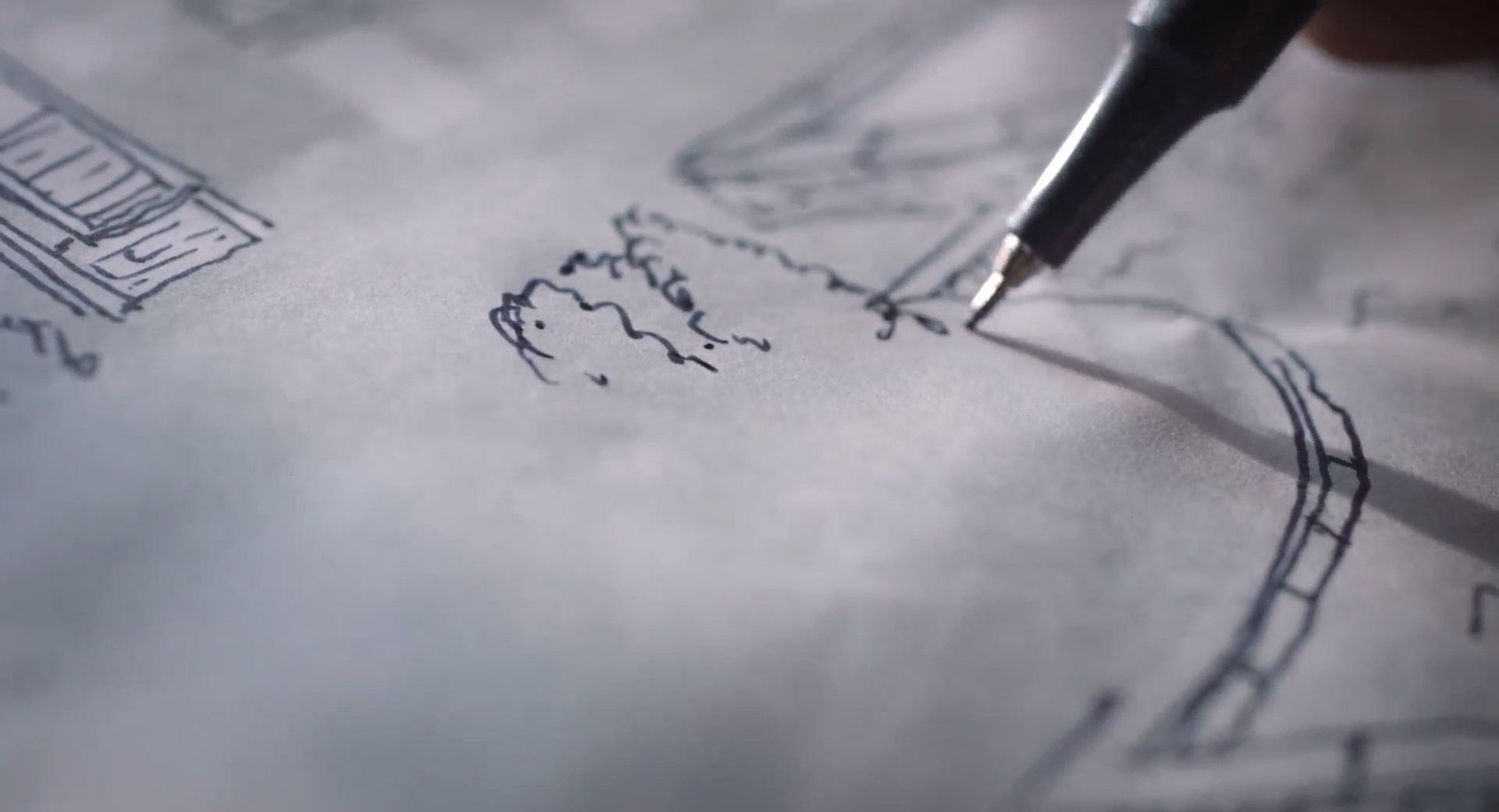 closeup of a pen drawing on paper.