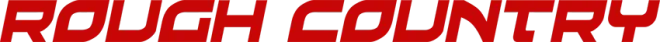"ROUGH COUNTRY" in red letters with a blurred, vertical stripe effect.