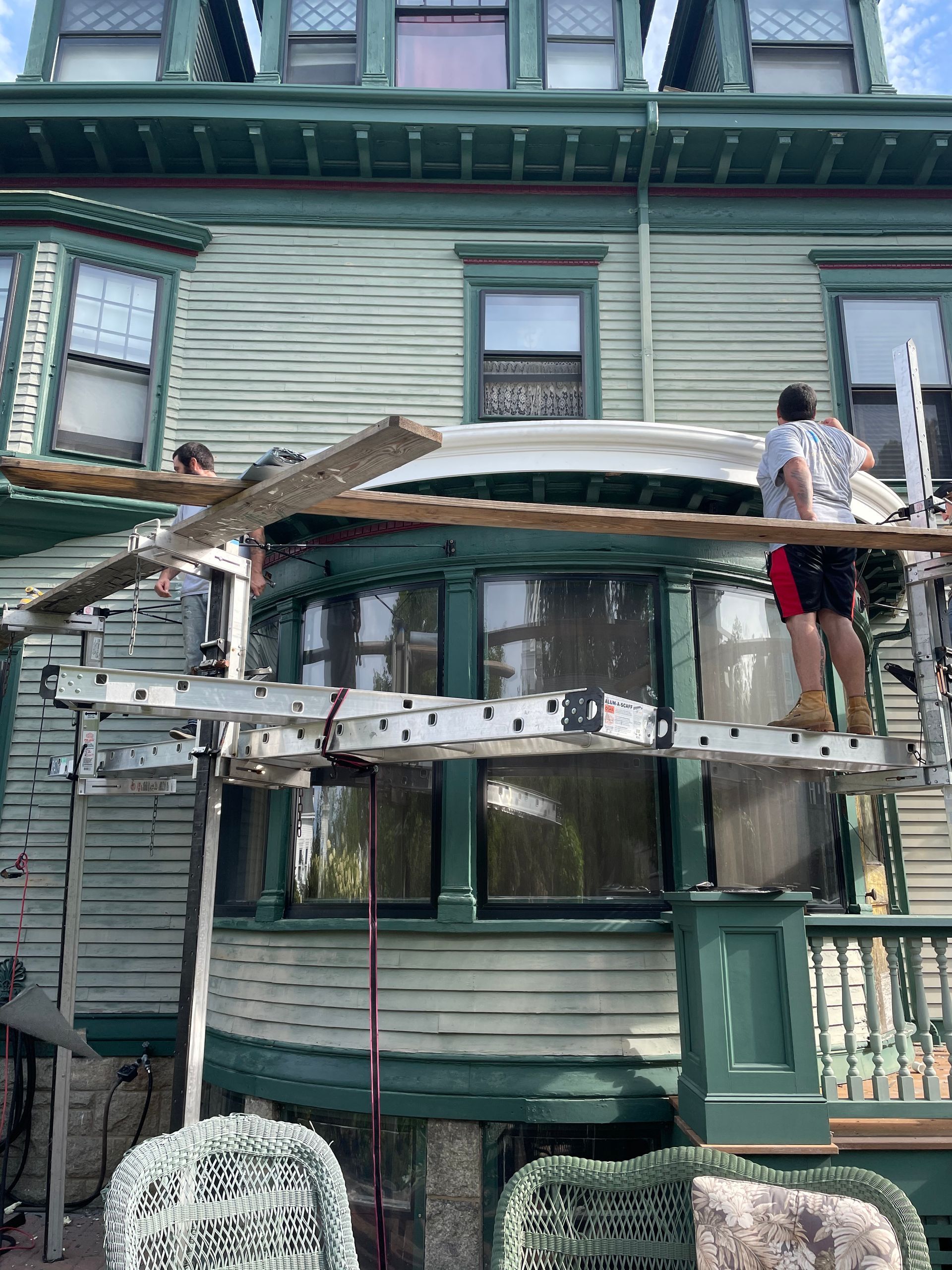 Green house with scaffolding