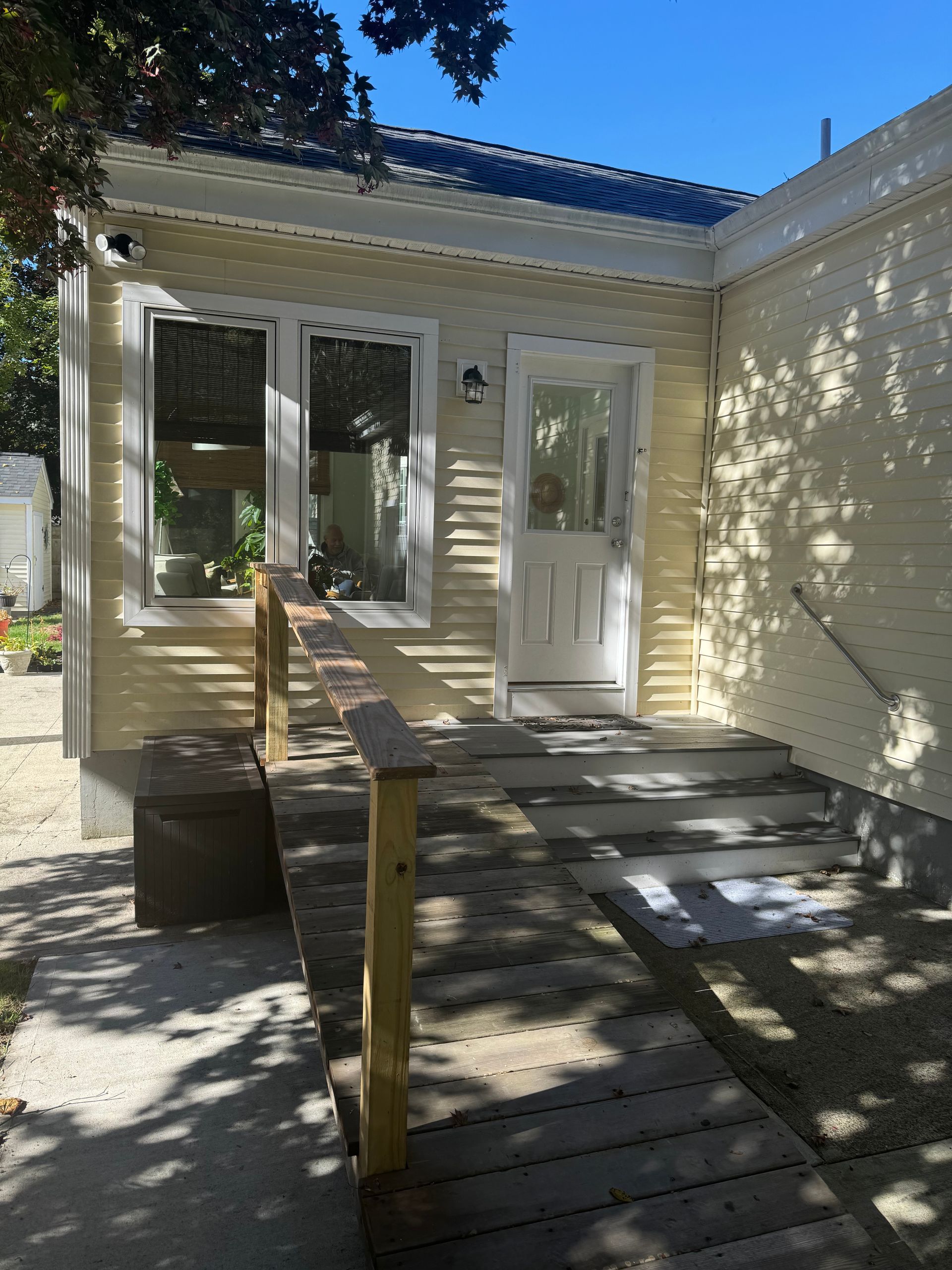 Accessibility ramp in front of a house