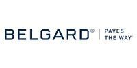 The logo for belgard paves the way is on a white background.
