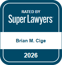 Super Lawyers badge for Brian M. Cige, 2026