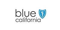The logo for blue california is a blue shield with a medical symbol on it.