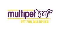Logo for Multipet, featuring the purple text