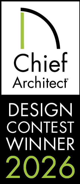 Chief Architect Design Contest Winner 2026 logo on white and black background with green accents