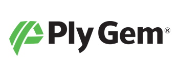 Ply Gem logo with green geometric design and black text.