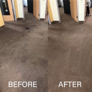 a before and after picture of a carpeted floor