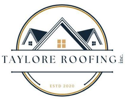 Taylore Roofing logo with stylized house roofs and gold accents, ESTD 2020