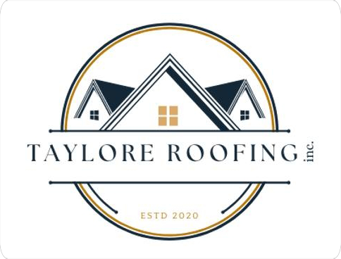 Taylore Roofing Inc. logo with stylized rooftops, gold and navy circle, and &ldquo;ESTD 2020&rdquo; text