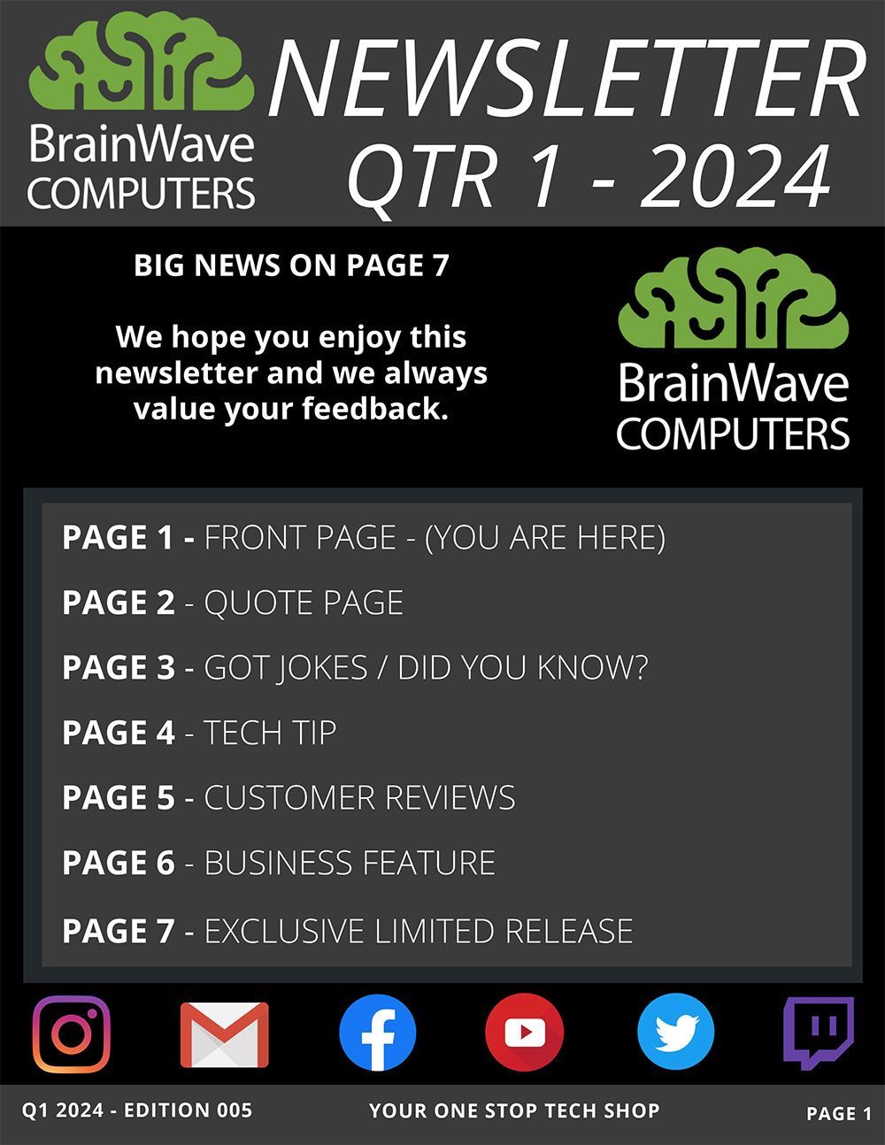 BrainWave Computers Newsletter Page 1