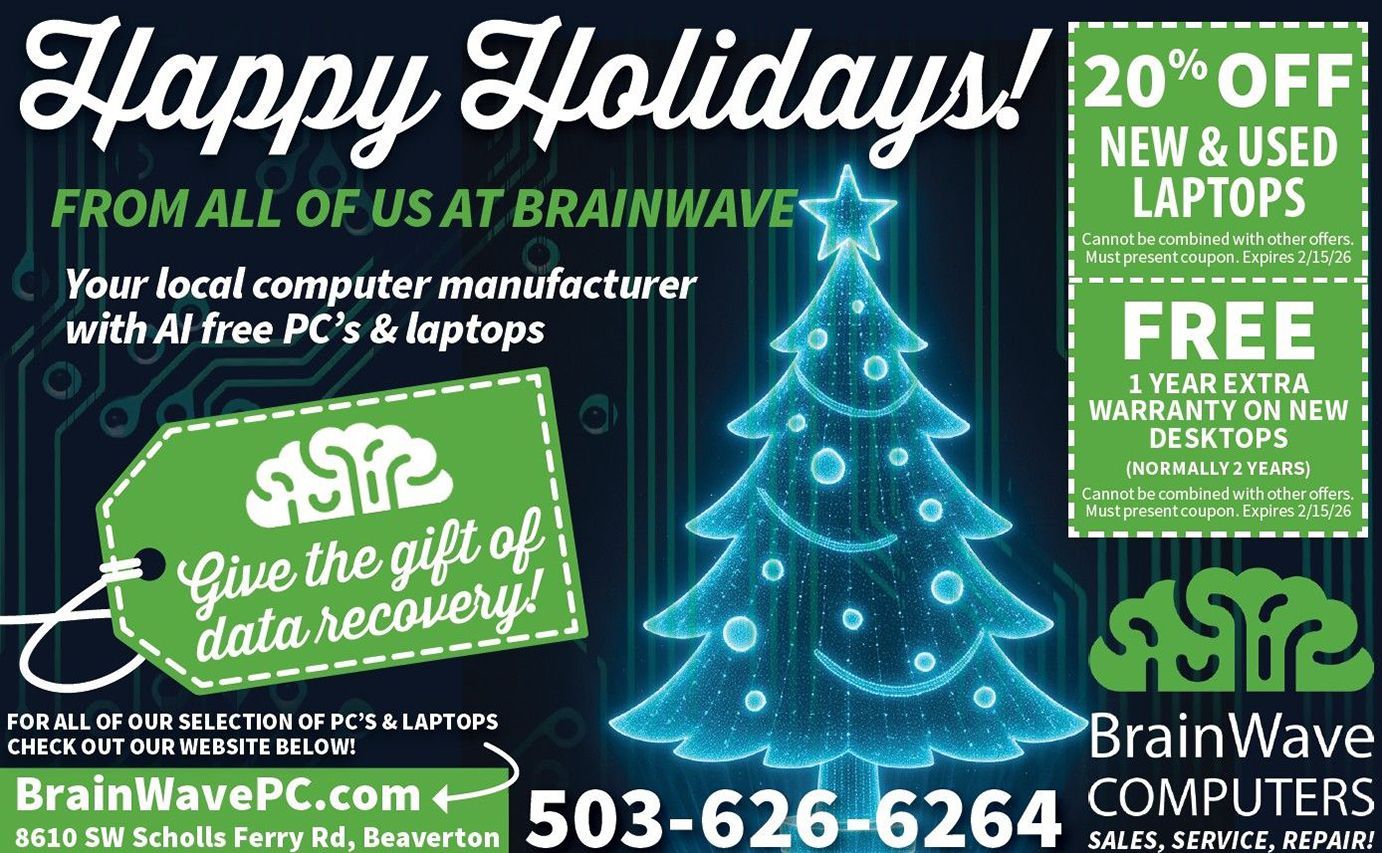 Holiday advertisement from Brainwave Computers: 
